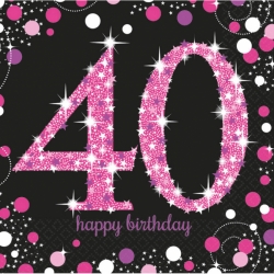 Serwetki papierowe różowa 40 Happy Birthday 16 szt 33x33